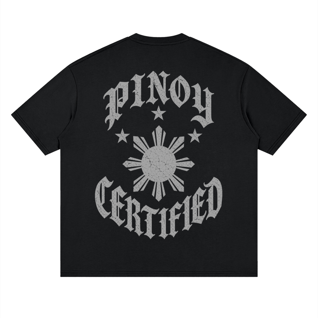Pinoy Certified - Streetwear Loose Drop Shoulder T-Shirt, Black