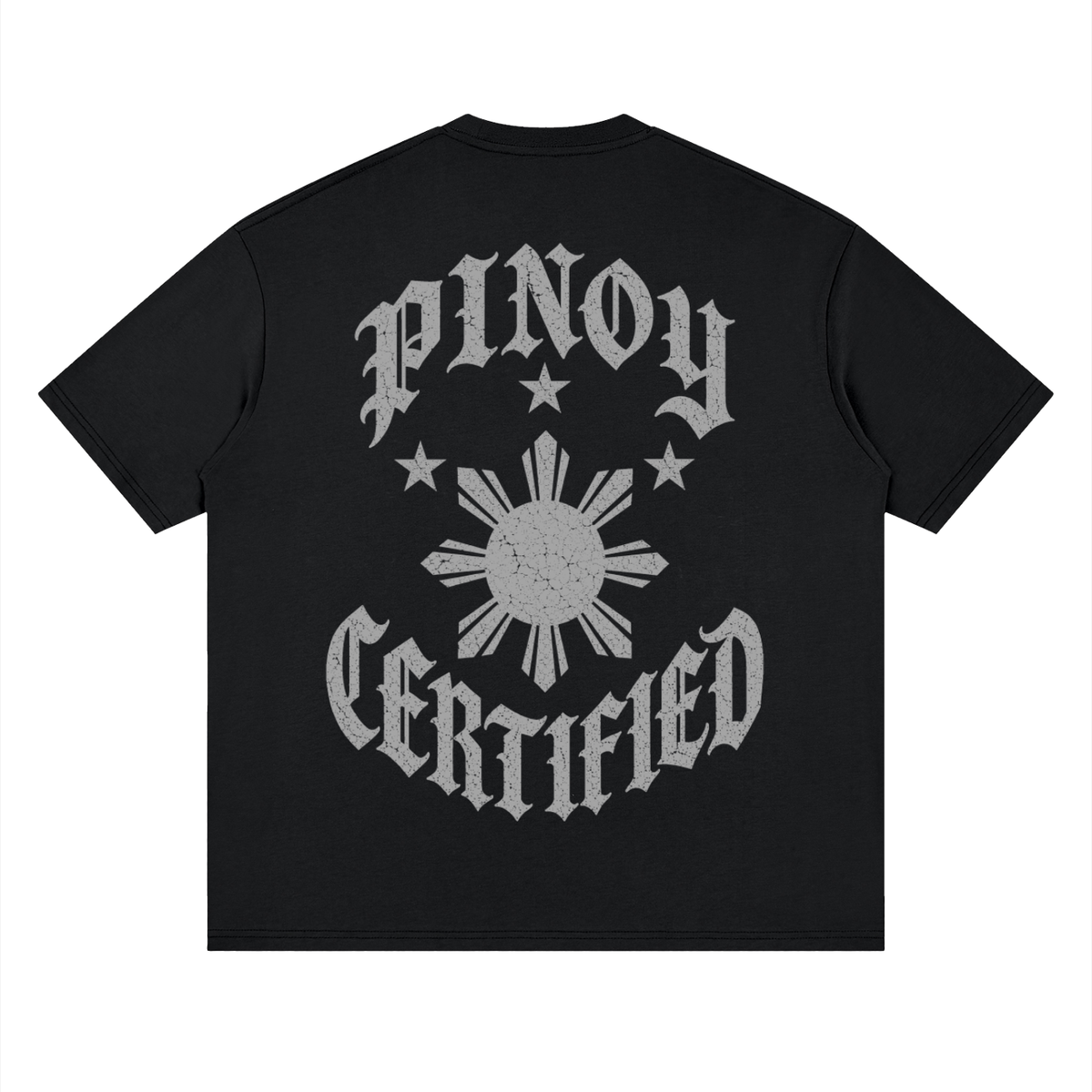 Pinoy Certified - Streetwear Loose Drop Shoulder T-Shirt, Black