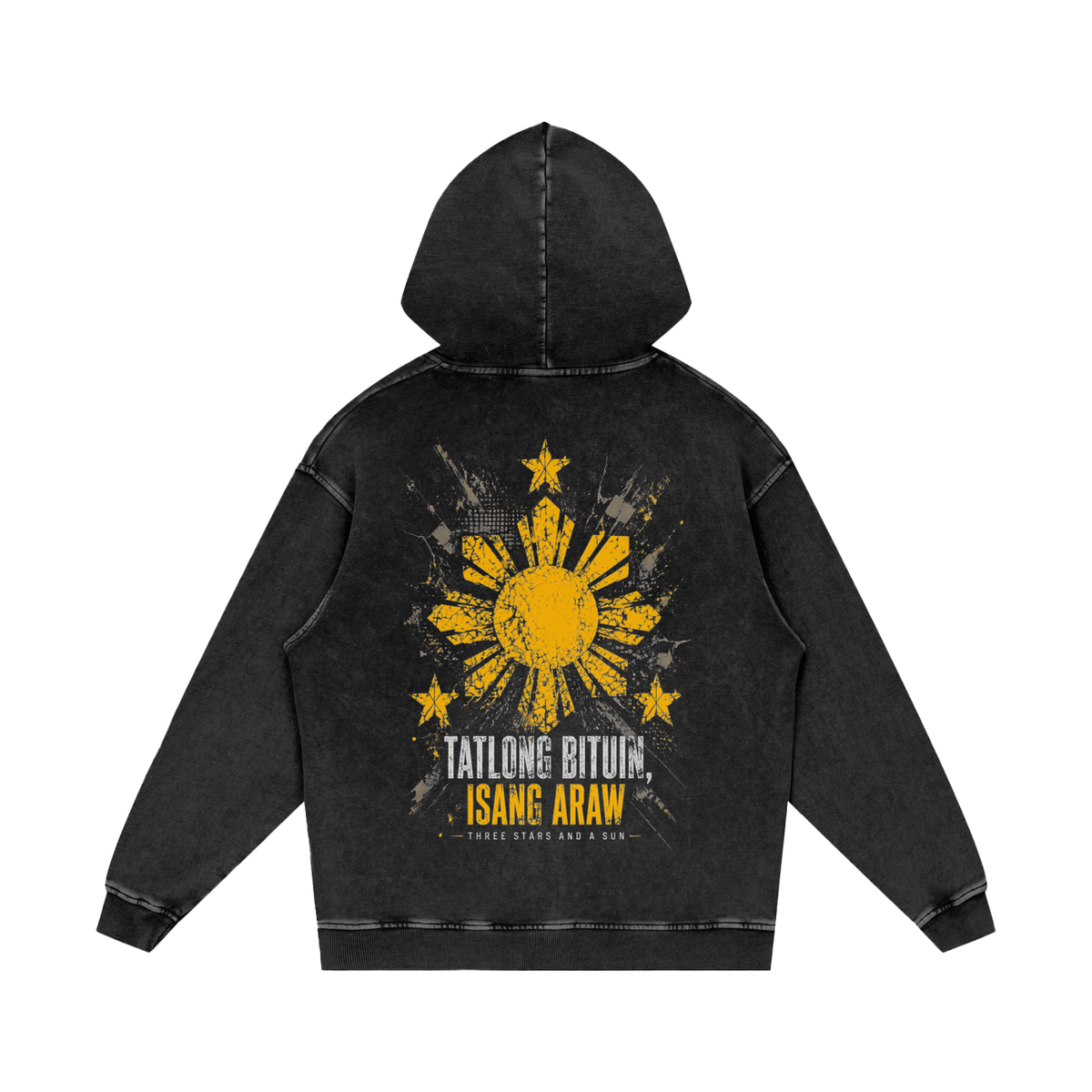 Tatlong Bituin - Isang Araw - Snow Washed Loose Cotton Hoodie