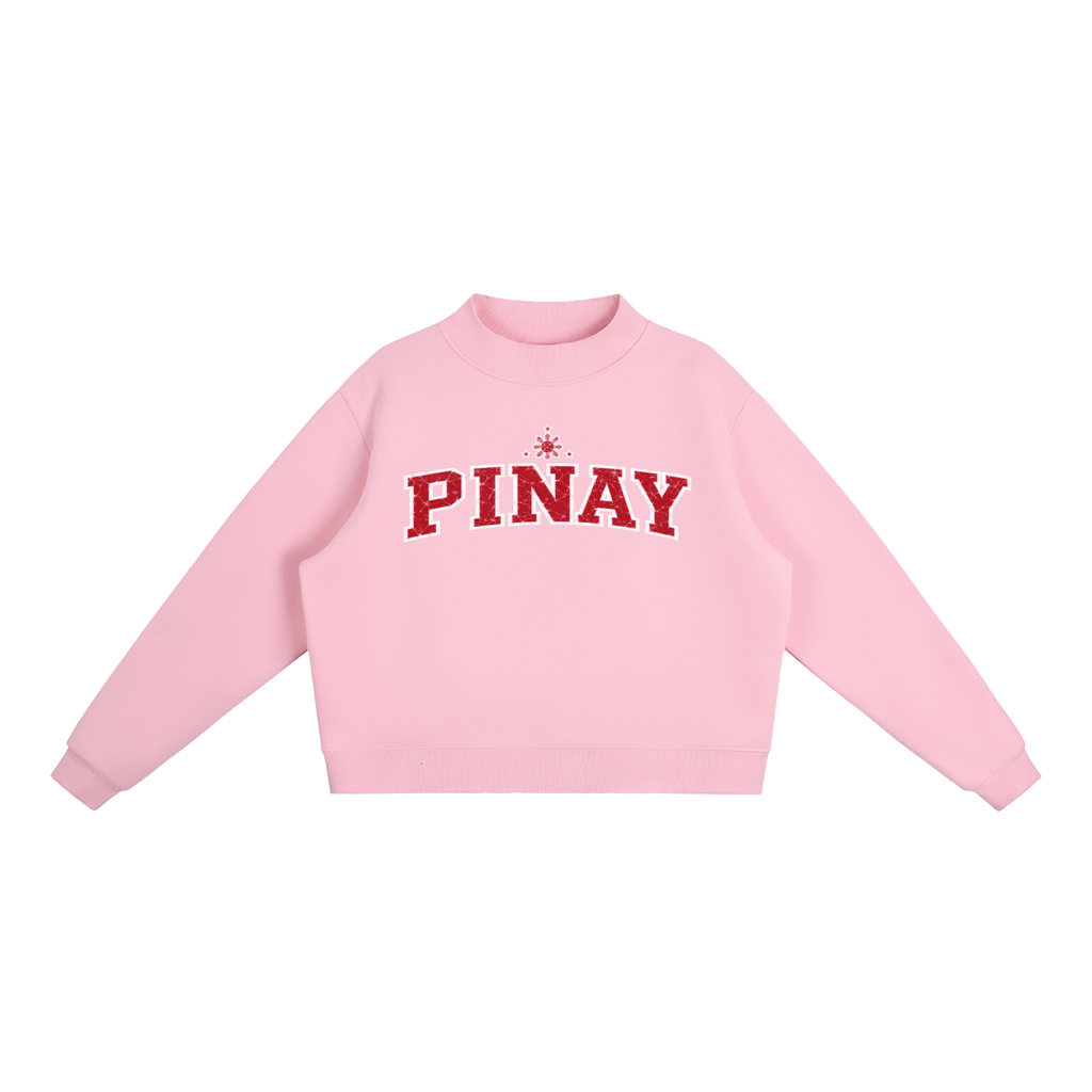 PINAY - Women Fleece Mock-Neck Crew Sweatshirt