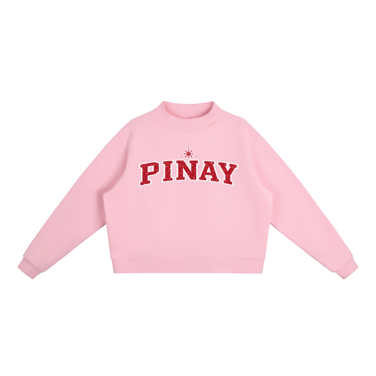 PINAY - Women Fleece Mock-Neck Crew Sweatshirt