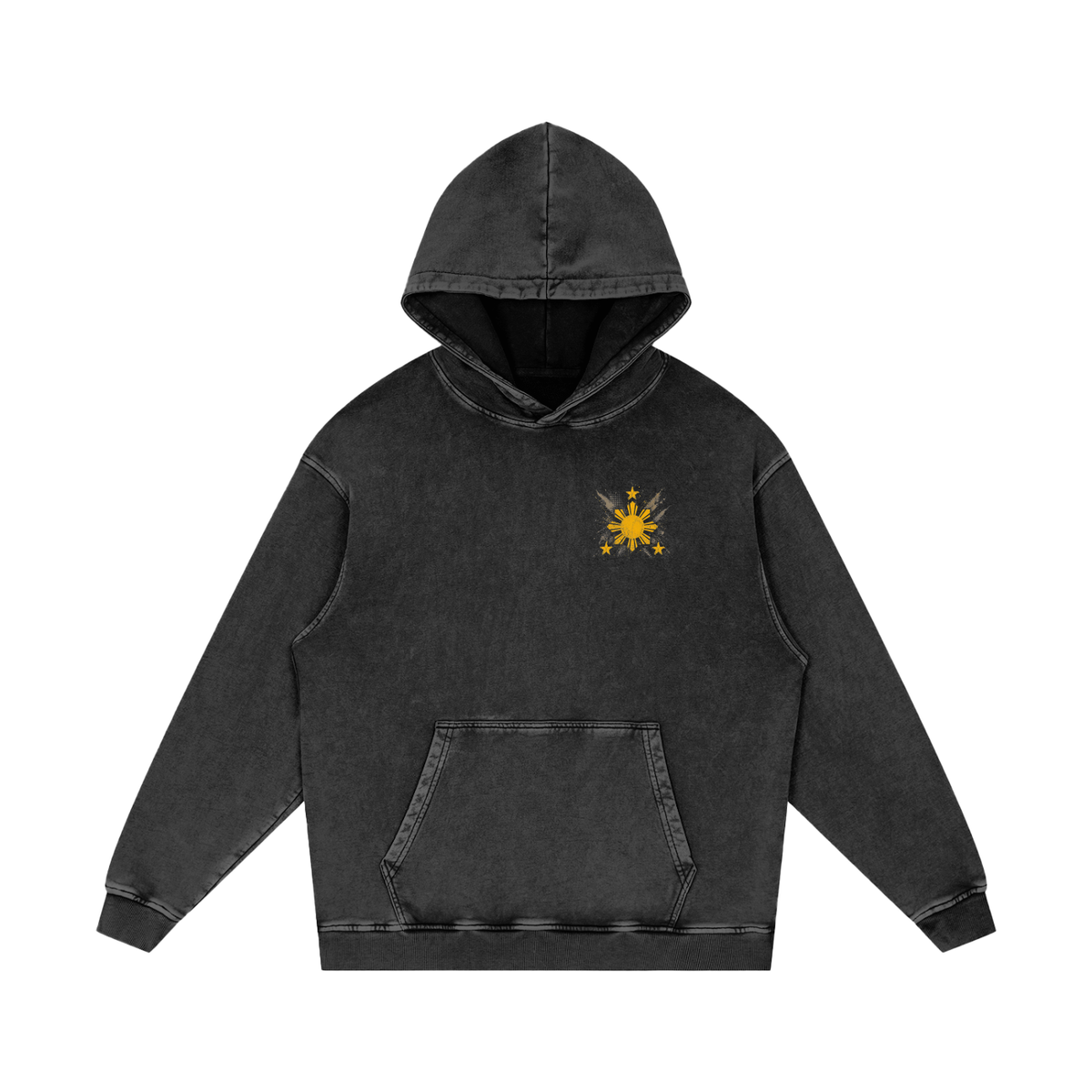 Tatlong Bituin - Isang Araw - Snow Washed Loose Cotton Hoodie