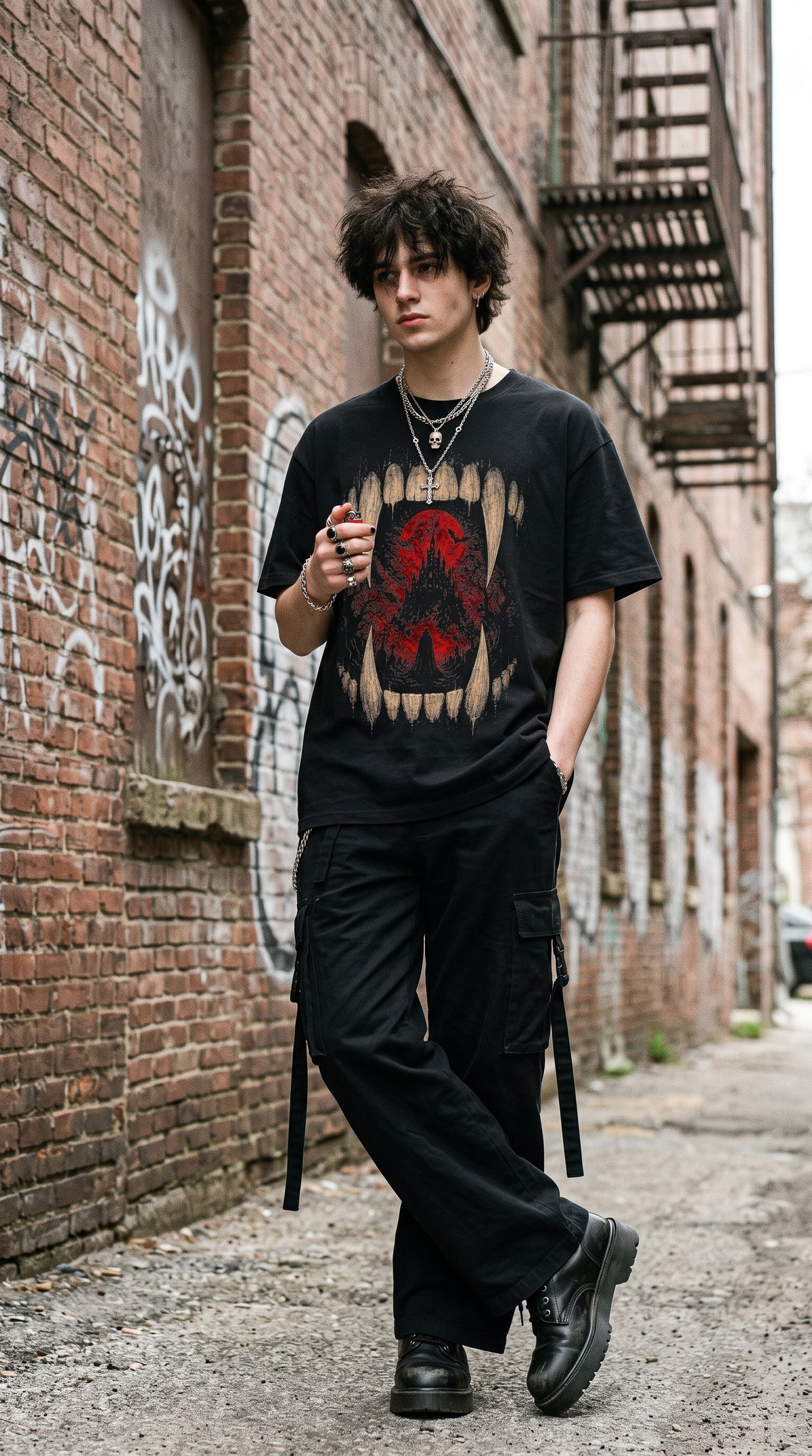 Fangs - Loose Drop Shoulder T-Shirt