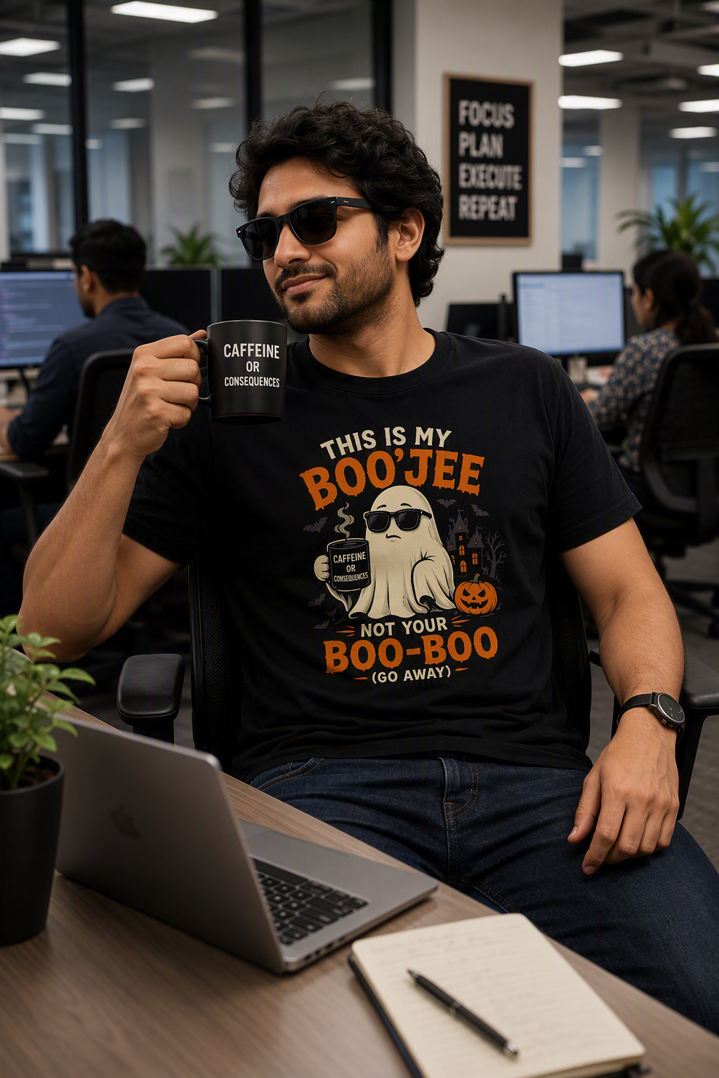 Boo-Jee - Halloween Funny Graphic T-Shirt