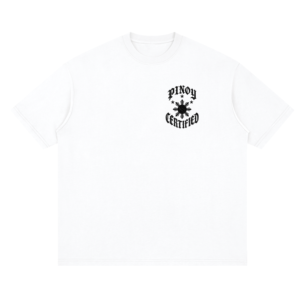 Pinoy Certified - Streetwear Loose Drop Shoulder T-Shirt, White