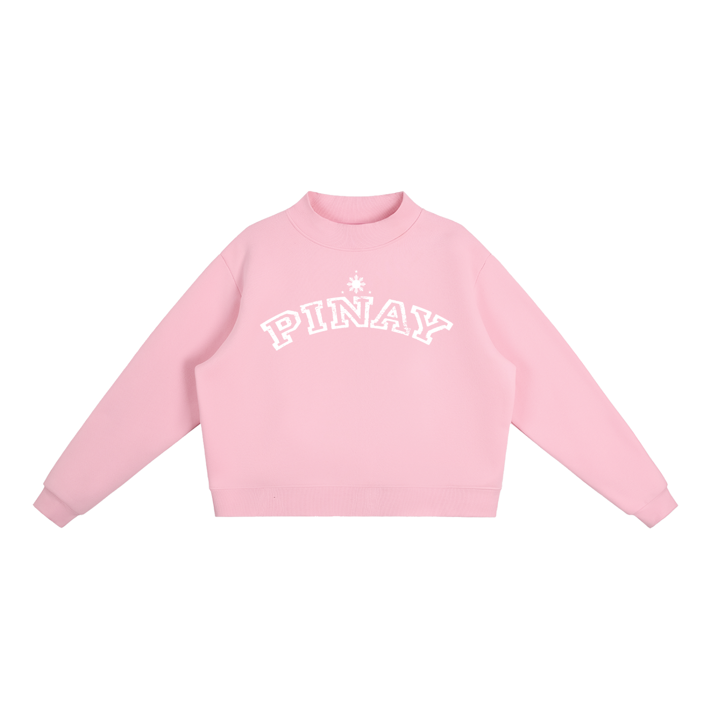 PINAY - Women Fleece Mock-Neck Crew Sweatshirt