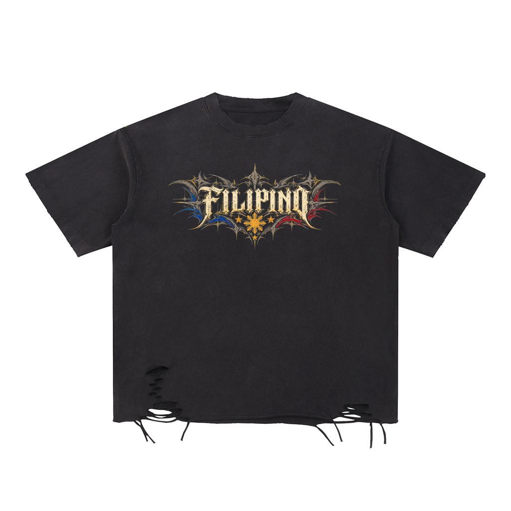 Filipino - Snow Washed Raw-Hem T-Shirt
