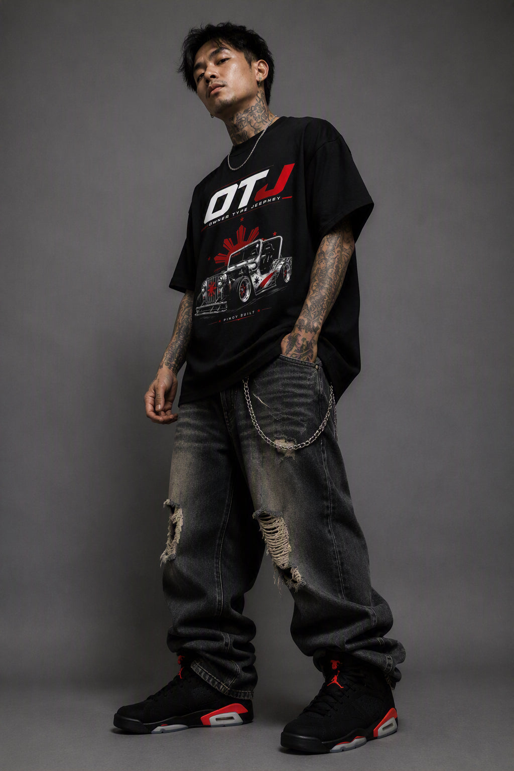 OTJ - Owner Type Jeepney Hot Rod - Streetwear Loose Drop Shoulder T-Shirt