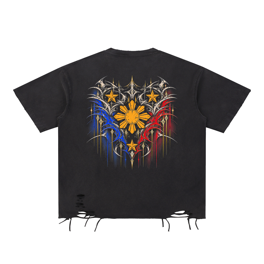 Filipino - Snow Washed Raw-Hem T-Shirt