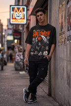 No Face, No Fear - Halloween Streetwear Loose Drop Shoulder T-Shirt