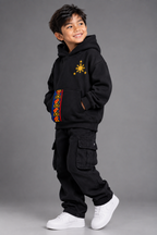 Pinoy Kids Stripe - Youth Pullover Fleece Hoodie, Black