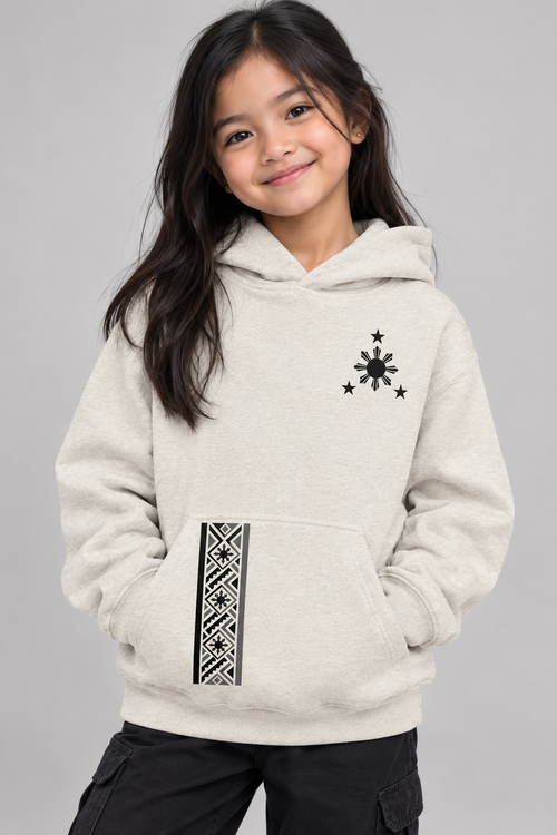 Pinoy Stripe - Youth Pullover Fleece Hoodie, Natural Heather