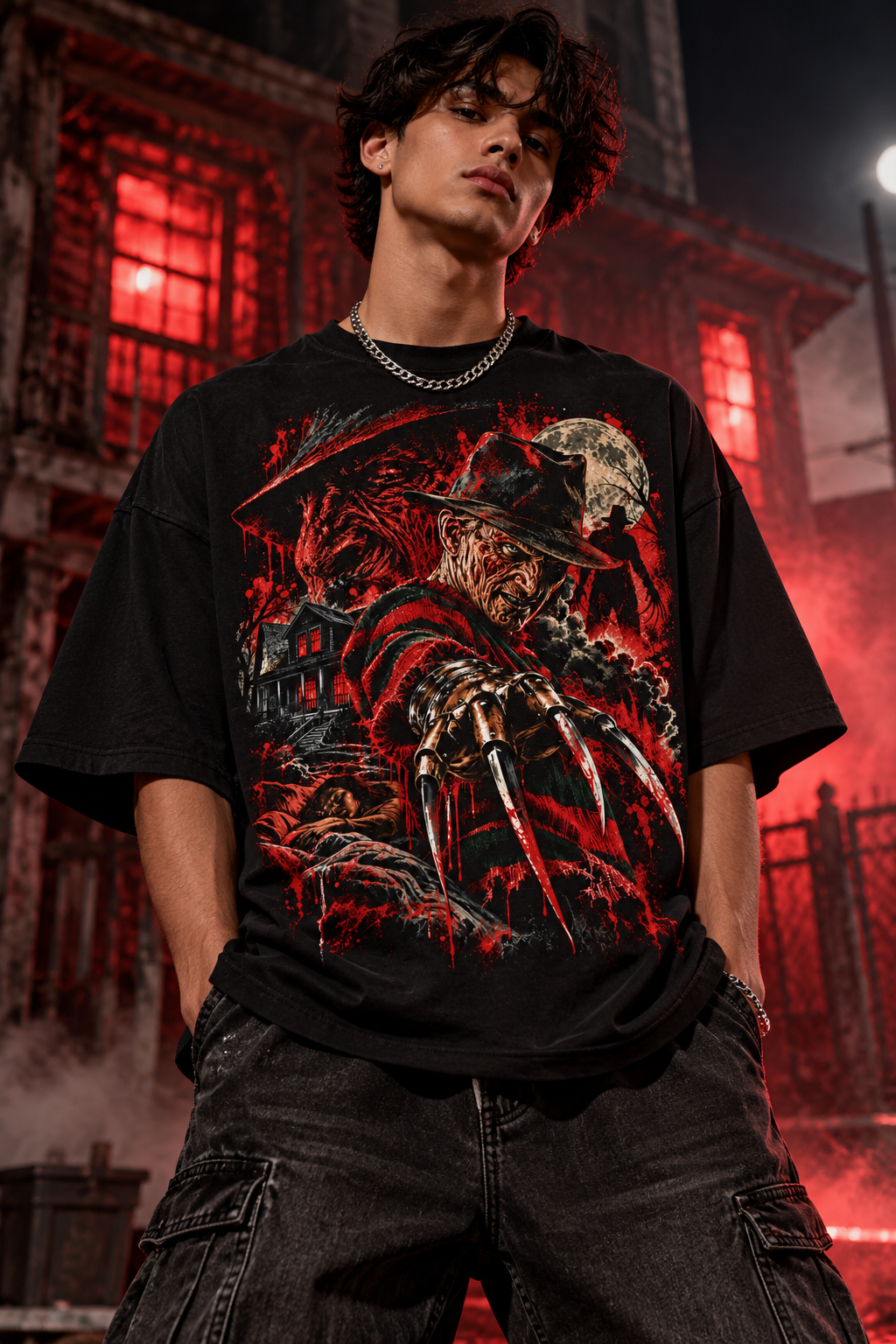 Freddy Kreuger - Streetwear Loose Drop Shoulder T-Shirt