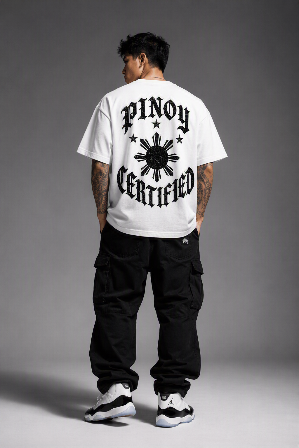 Pinoy Certified - Streetwear Loose Drop Shoulder T-Shirt, White