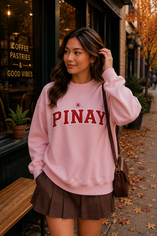 PINAY - Women Fleece Mock-Neck Crew Sweatshirt
