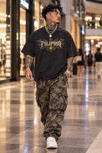 Filipino - Snow Washed Raw-Hem T-Shirt