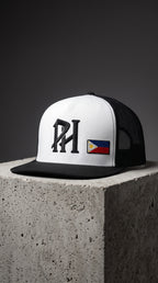 PH - With Flag, Trucker Cap, White/Black