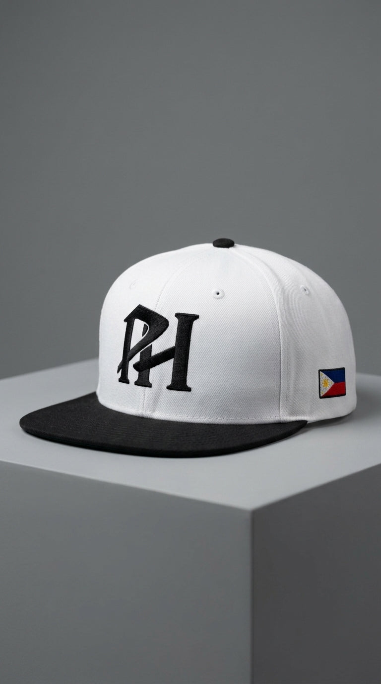 PH - Snapback Hat, White/Black