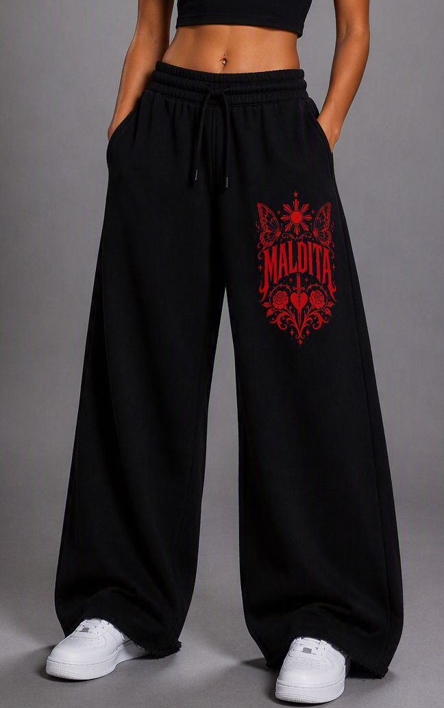 Maldita - Women’s Wide Leg Raw Edge Sweatpants