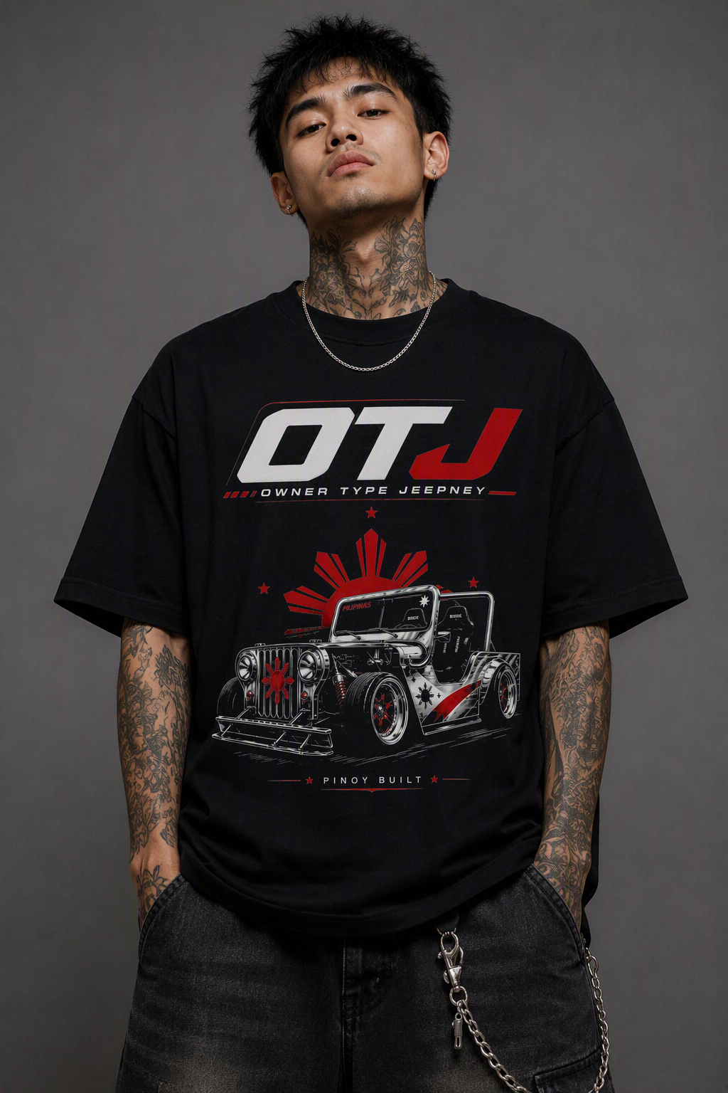OTJ - Owner Type Jeepney Hot Rod - Streetwear Loose Drop Shoulder T-Shirt