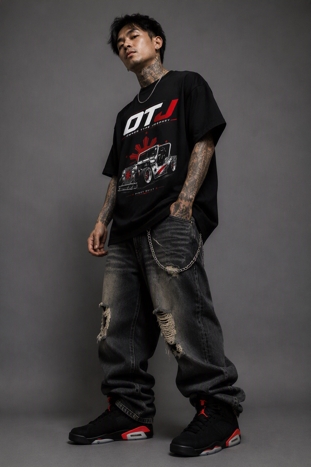 OTJ - Owner Type Jeepney Hot Rod - Streetwear Loose Drop Shoulder T-Shirt