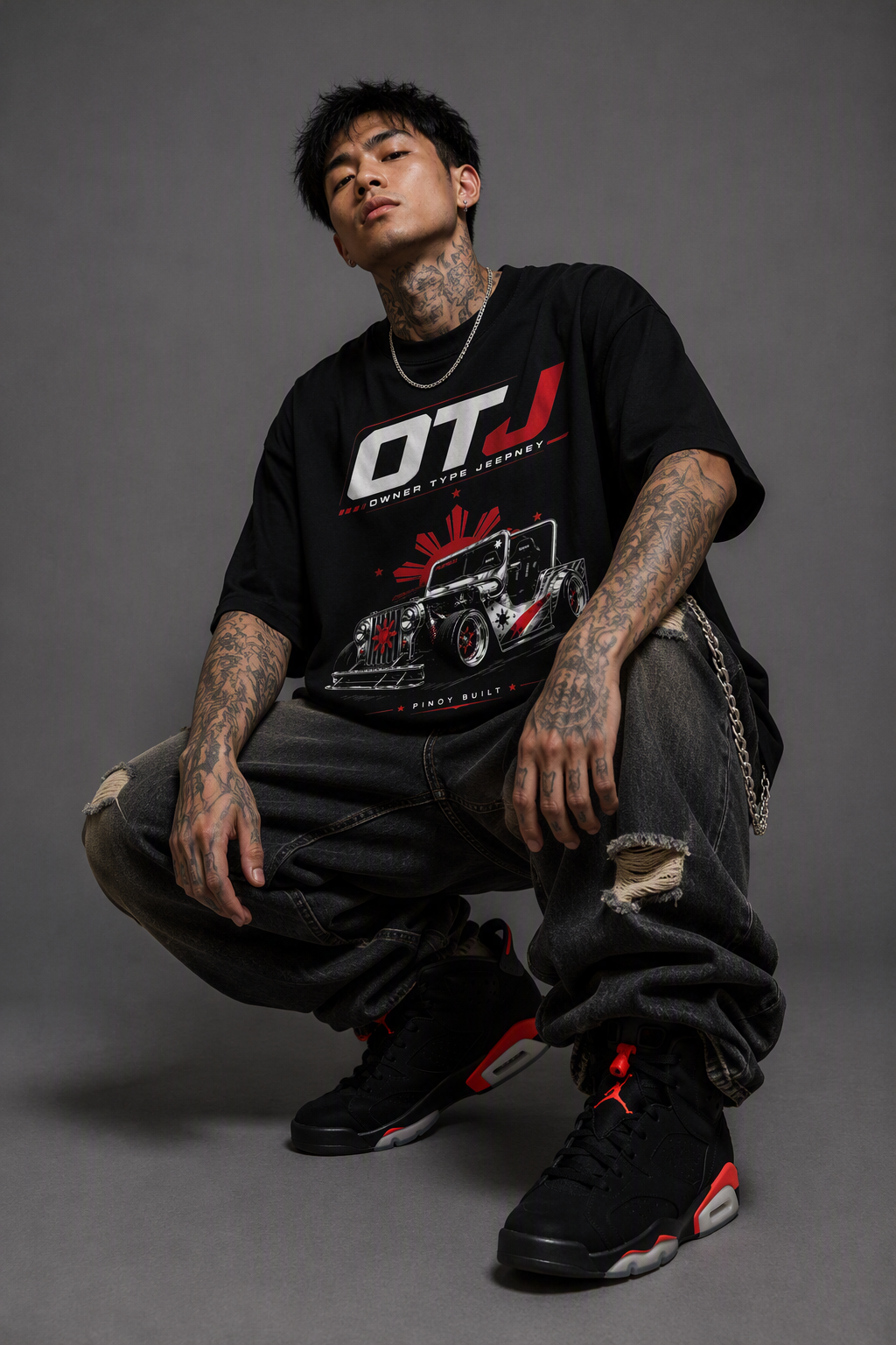OTJ - Owner Type Jeepney Hot Rod - Streetwear Loose Drop Shoulder T-Shirt
