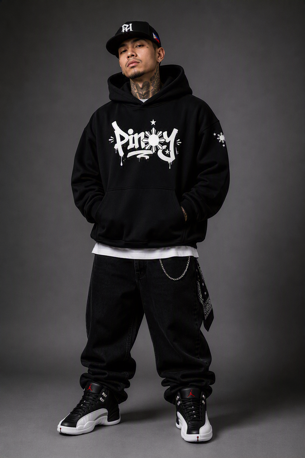 Pinoy 'To - Oversize Fleeced Boxy Hoodie, Black