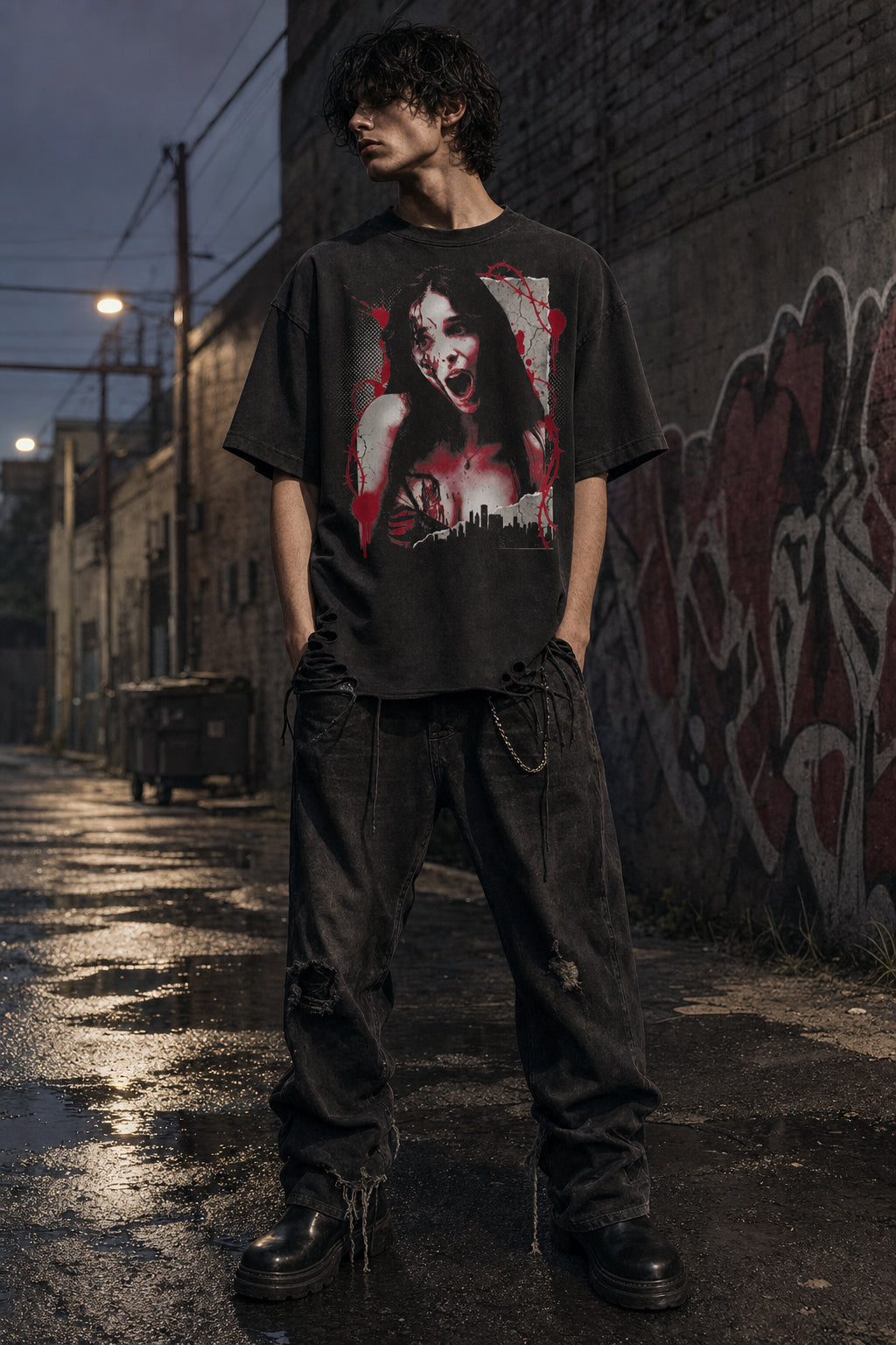 Nikki - Snow Washed Raw-Hem T-Shirt