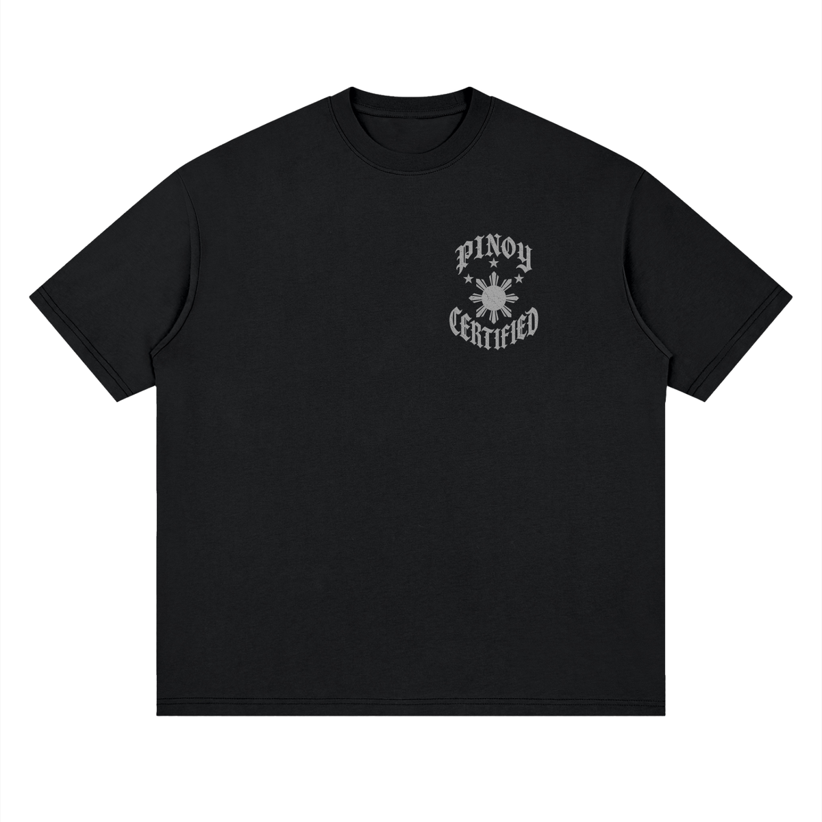 Pinoy Certified - Streetwear Loose Drop Shoulder T-Shirt, Black