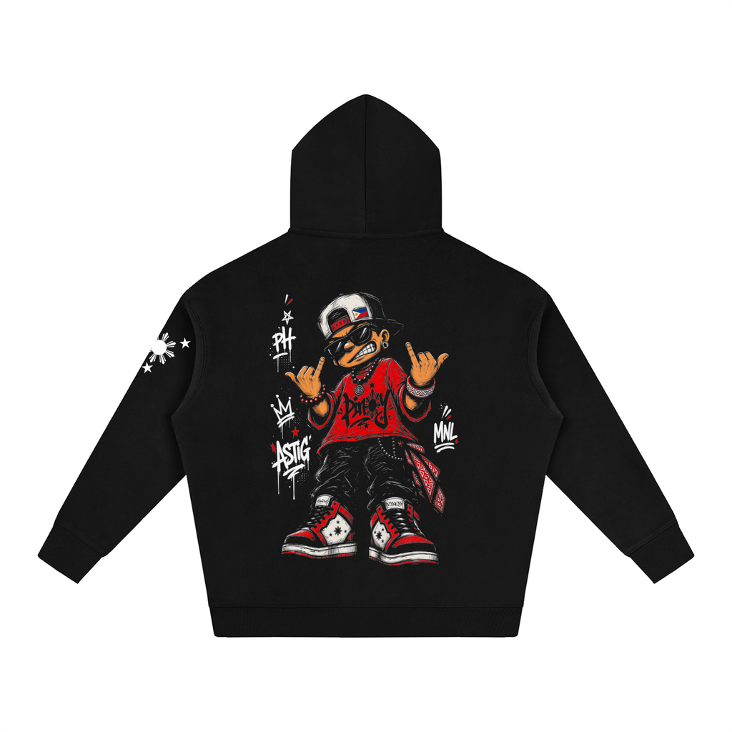 Pinoy 'To - Oversize Fleeced Boxy Hoodie, Black