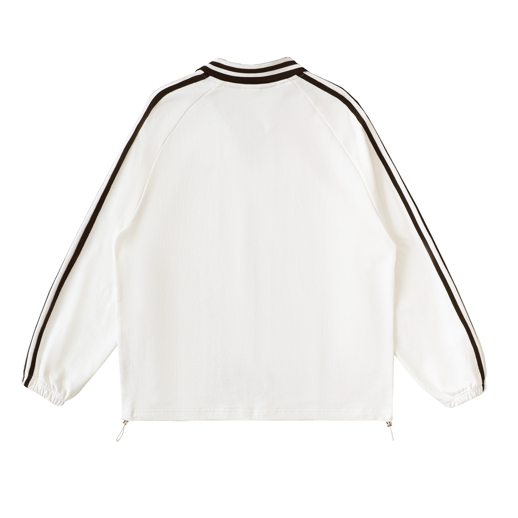 Pilipinas - Contrast Striped Lapel Collar Sweatshirt, White