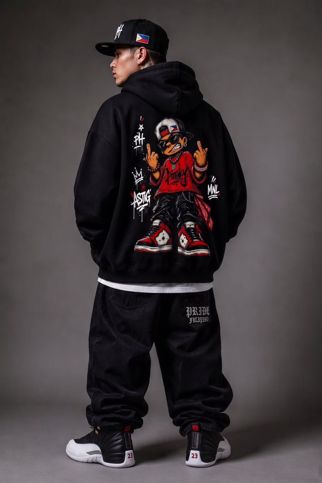 Pinoy 'To - Oversize Fleeced Boxy Hoodie, Black