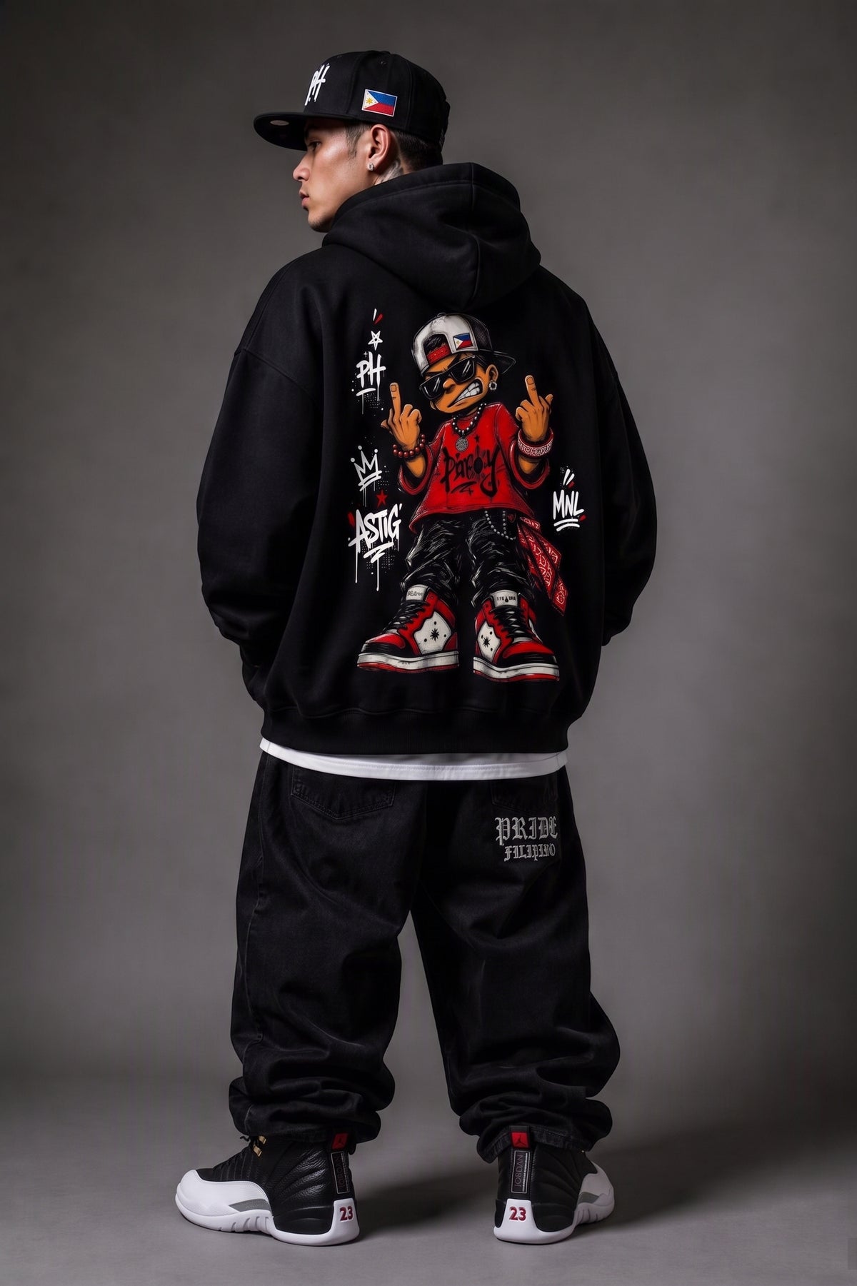 Pinoy 'To - Oversize Fleeced Boxy Hoodie, Black