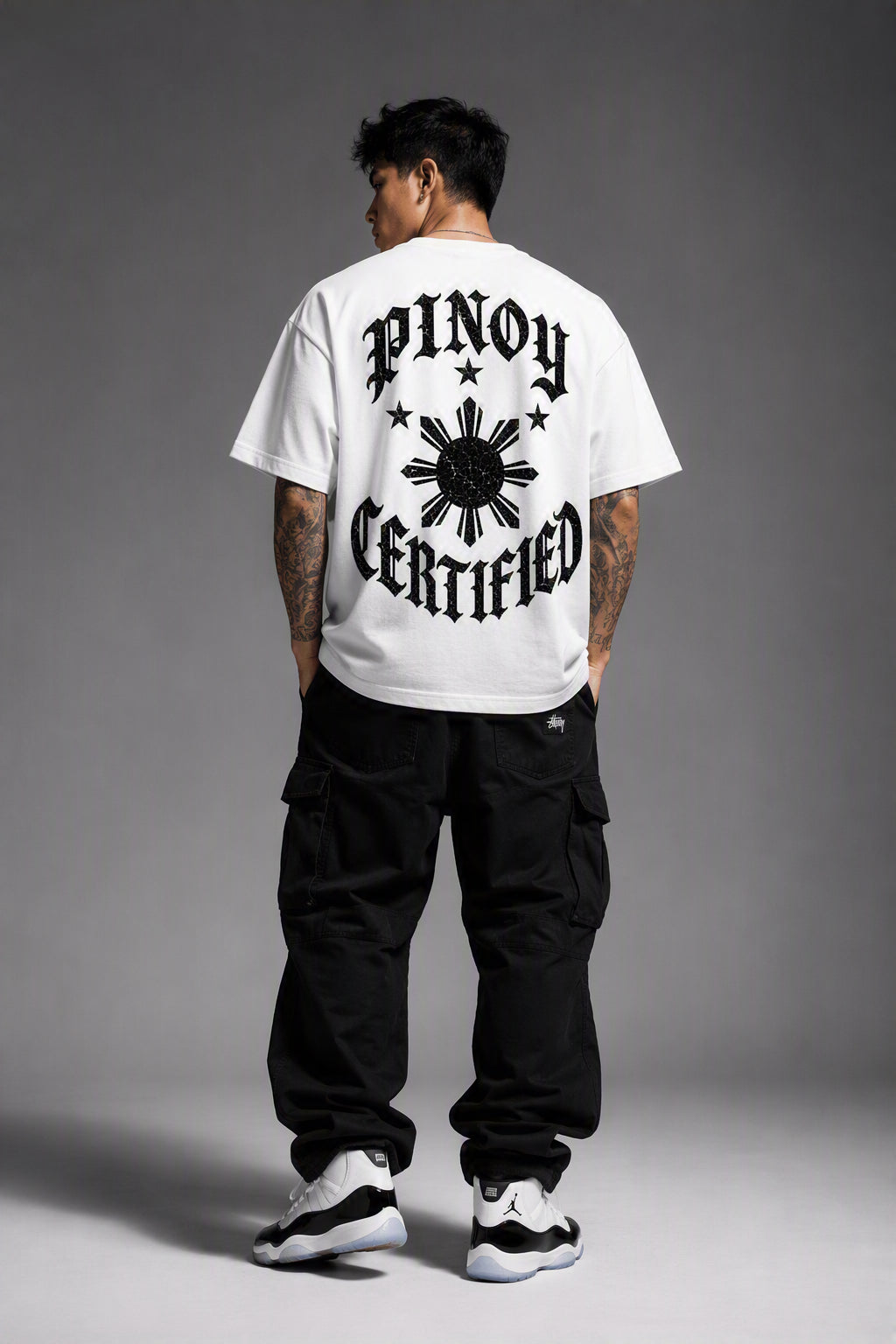 Pinoy Certified - Streetwear Loose Drop Shoulder T-Shirt, White