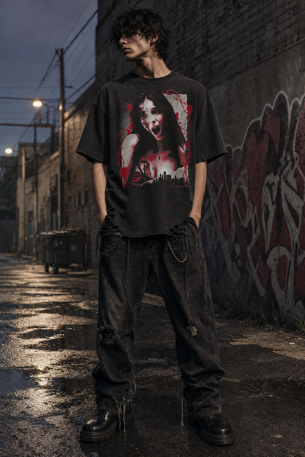 Nikki - Snow Washed Raw-Hem T-Shirt